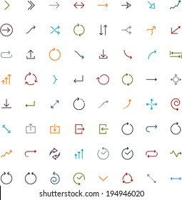 Ilustración vectorial de iconos de flecha plana. Diseño plano. 