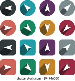 Vector illustration of plain arrow icons. Flat design. 