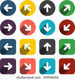 Vector illustration of plain arrow icons. Flat design. 