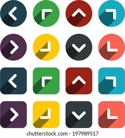 Vector illustration of plain arrow icons. Flat design. 