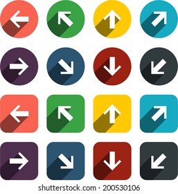 Vector illustration of plain arrow icons. Flat design. 