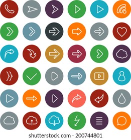 Vektorgrafik von einfachen Pfeilsymbolen. Flaches Design. 