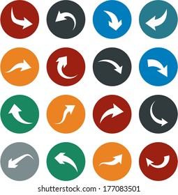 Vector illustration of plain round arrow icons. Flat design. 