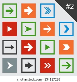 Vector illustration of plain square arrow icons. Eps10.