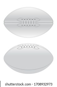 A vector illustration of a plain white rugby ball in on a isolated white background