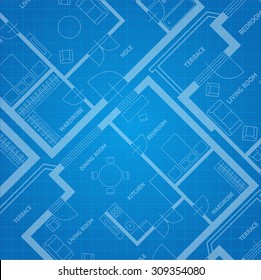 Vector illustration plan blue print. Architectural background