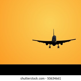 Vector illustration of the plane against a decline