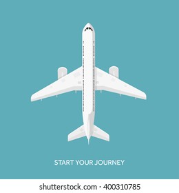 Vector illustration. Plane, airplane. Flat background. Travel and tourism. 