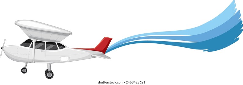 Vector illustration of a plane with a blue trail