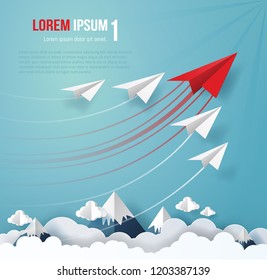 Vector Illustration. plane is competition to destination go to success goal. Concept creative,idea,business,startup. 