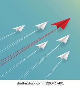 Vector Illustration. plane is competition to destination go to success goal. Concept creative,idea,business,startup. 