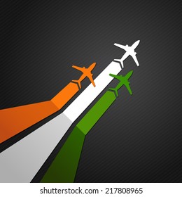 Vector illustration of a plane with the flag of India