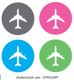 vector illustration of plane flat icons set