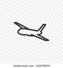 Vector illustration of plane icon in dark color and transparent background(png).