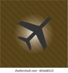 Vector illustration of  Plane vector icon in Gray
