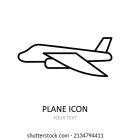 Vector illustration with plane icon. Linear drawing