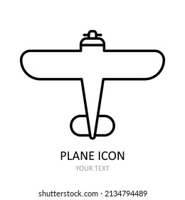 Vector illustration with plane icon. Linear drawing