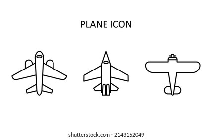 Vector illustration with plane icon. Linear drawing