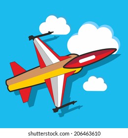 Vector illustration of a plane in the sky