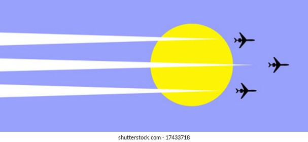 plano de ilustración vectorial en el cielo en el sol de fondo