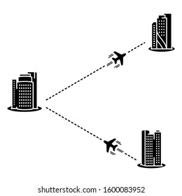 Vector illustration of plane with track in flat style.
