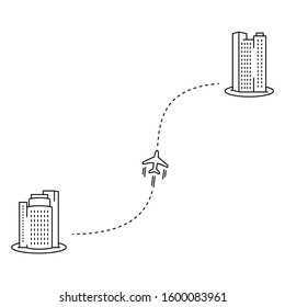 Vector illustration of plane with track in line style.