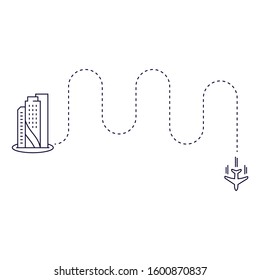 Vector illustration of plane with track in line style.