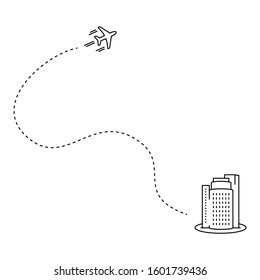 Vector illustration of plane with track in line style.