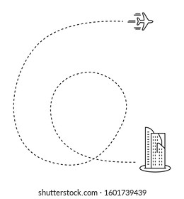 Vector illustration of plane with track in line style.
