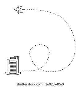 Vector illustration of plane with track in line style.