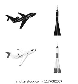 Vector illustration of plane and transport icon. Collection of plane and sky stock symbol for web.