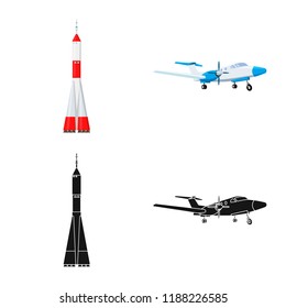 Vector illustration of plane and transport icon. Set of plane and sky stock symbol for web.
