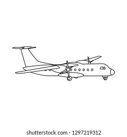 Vector illustration of plane and transport icon. Collection of plane and sky vector icon for stock.
