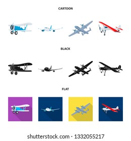 Vector illustration of plane and transport icon. Collection of plane and sky stock symbol for web.