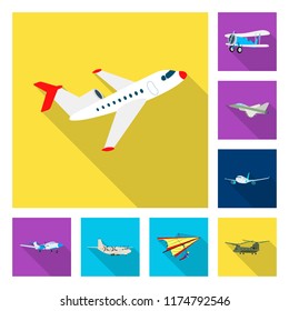 Vector illustration of plane and transport logo. Set of plane and sky stock vector illustration.