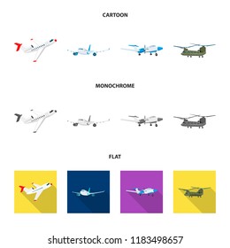 Vector illustration of plane and transport logo. Set of plane and sky stock symbol for web.