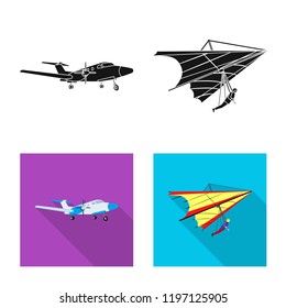 Vector illustration of plane and transport logo. Collection of plane and sky stock vector illustration.