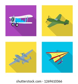 Vector illustration of plane and transport logo. Collection of plane and sky stock vector illustration.