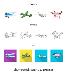 Vector illustration of plane and transport symbol. Collection of plane and sky stock vector illustration.