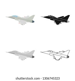Vector illustration of plane and transport symbol. Collection of plane and sky stock symbol for web.