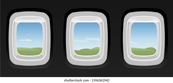 vector illustration of plane windows inside view
