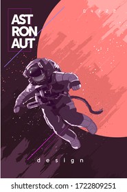 Vector illustration. The planet and the astronaut. Background image for the poster.