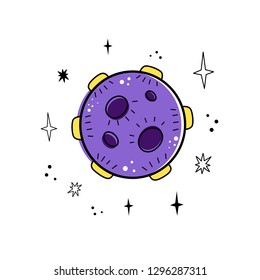 Vector illustration of a planet. Doodle style.