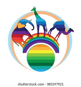 Vector illustration planet earth with animals