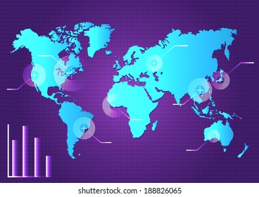 vector illustration of planet earth with continents ways
