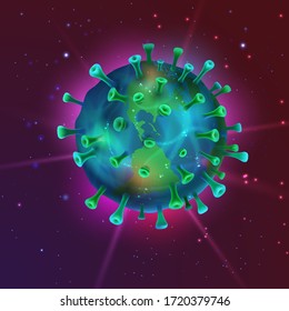 ilustración vectorial del planeta Tierra como coronavirus
