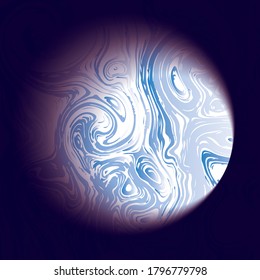 Vector illustration of planet earth in the dark illuminated from one side