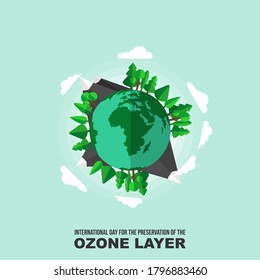 Vector Illustration of Planet earth with environmental design. Good template for Ozone Day.