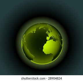 Vector illustration of planet earth - environmental concepts - Green Earth. Africa, Europe and part of America are visible