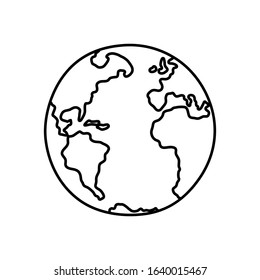 Vector illustration of planet Earth, hand drawn line art. North and South America, Africa, Europe, Antarctica